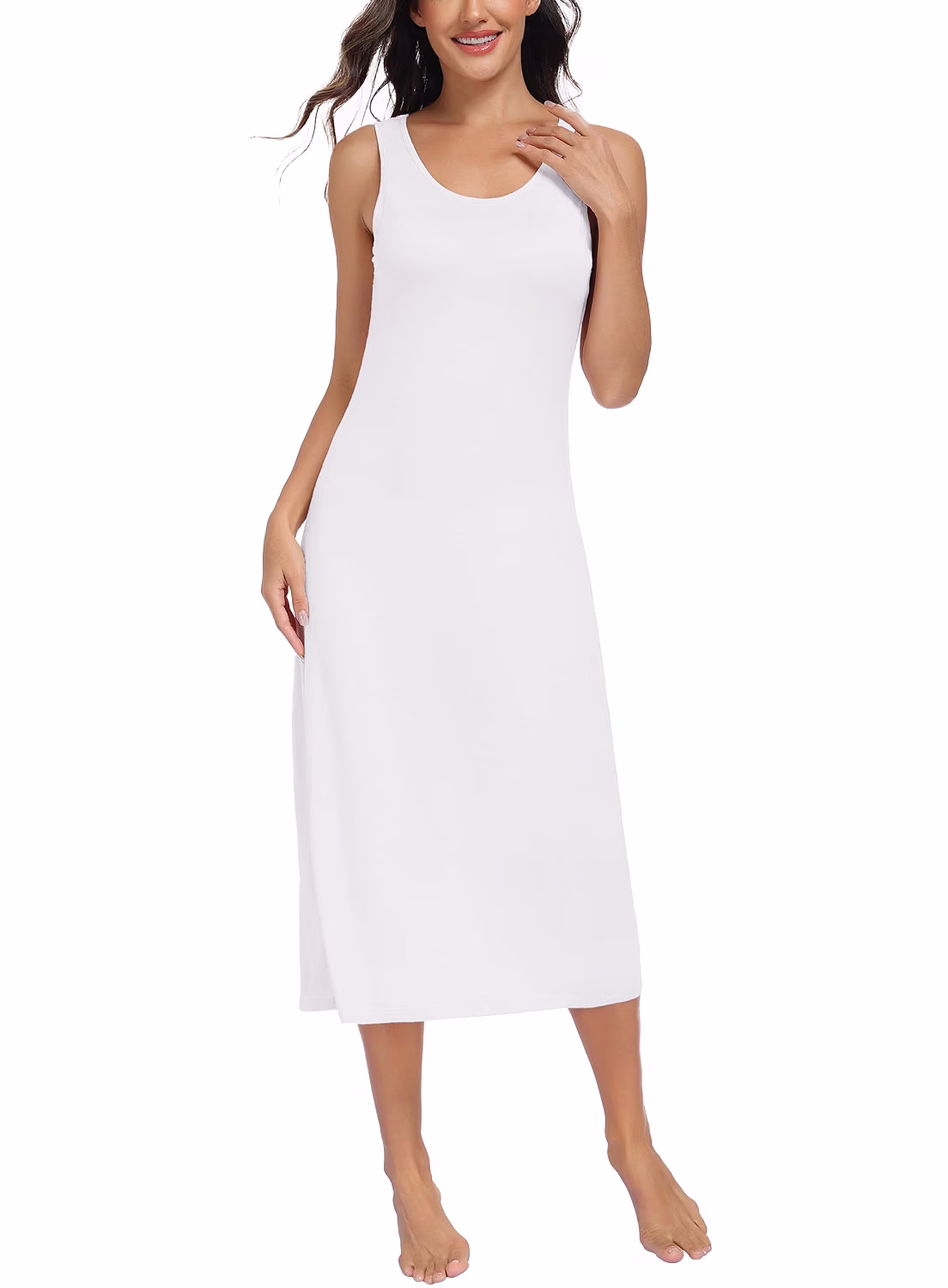 Lovasy Full Slip Dress with Wide Straps