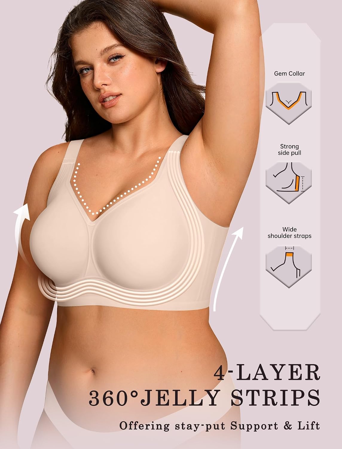 OEAK Women's Wireless Jelly Bra Plus Size — image 2