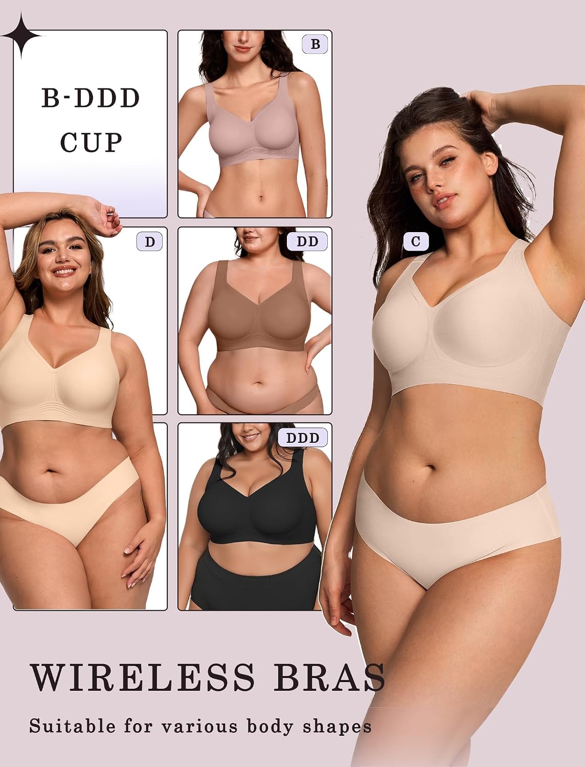 OEAK Women's Wireless Jelly Bra Plus Size — image 5