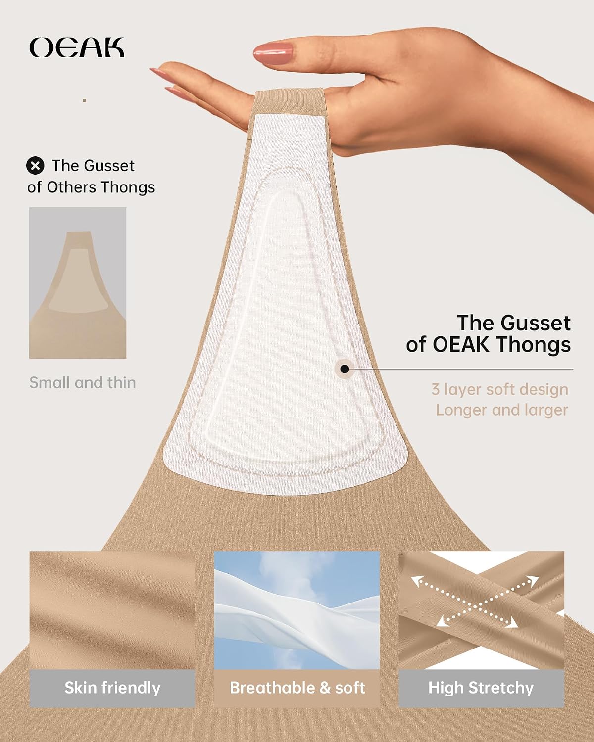 OEAK Seamless Invisible Thong for Women — image 4