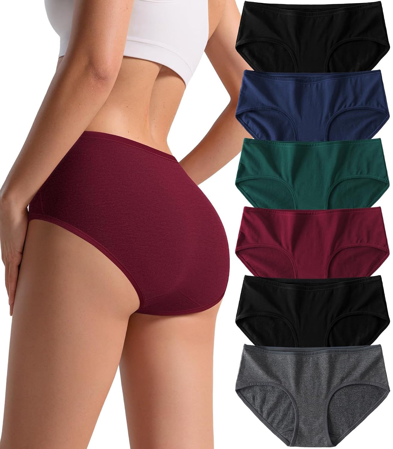 PNQUNZ Women’s Cotton Hipster Panties 6-Pack