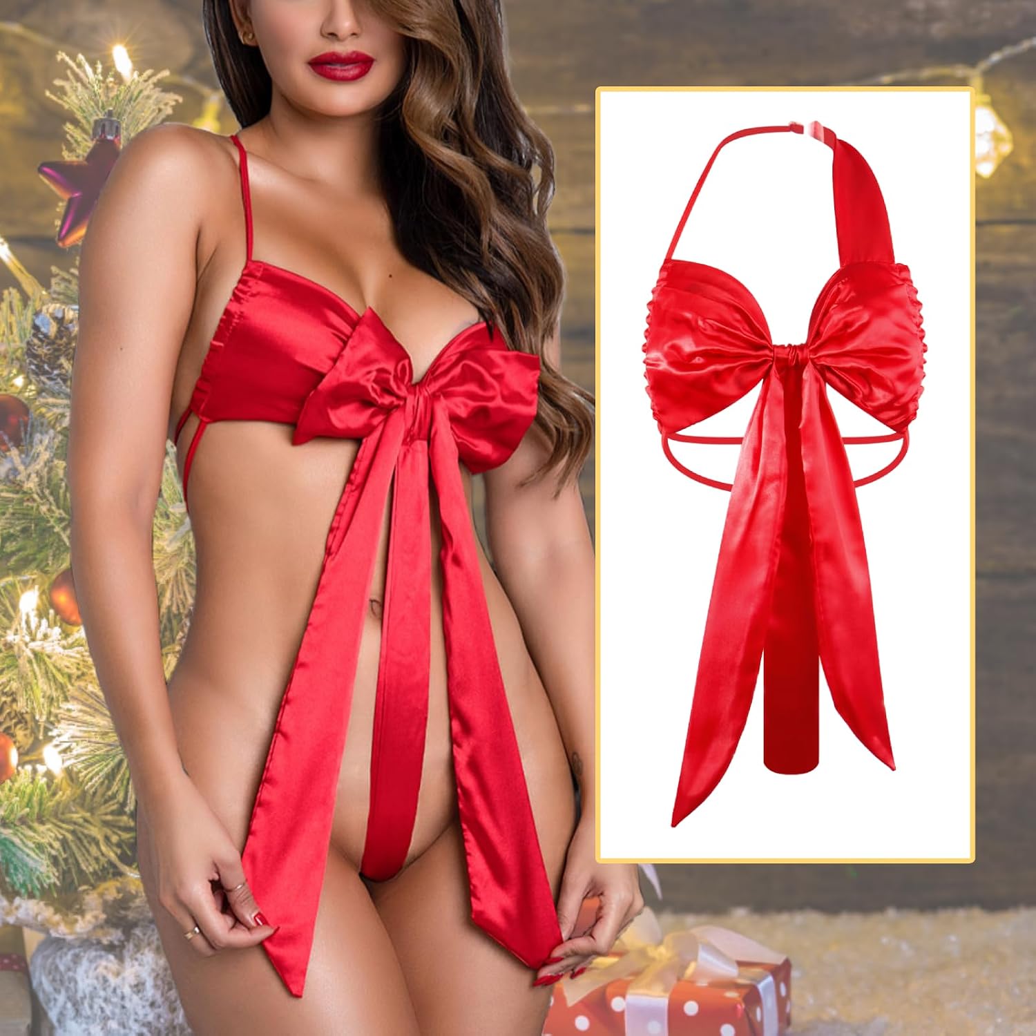 BIGFOX Satin Babydoll Lingerie with Big Bow — image 2