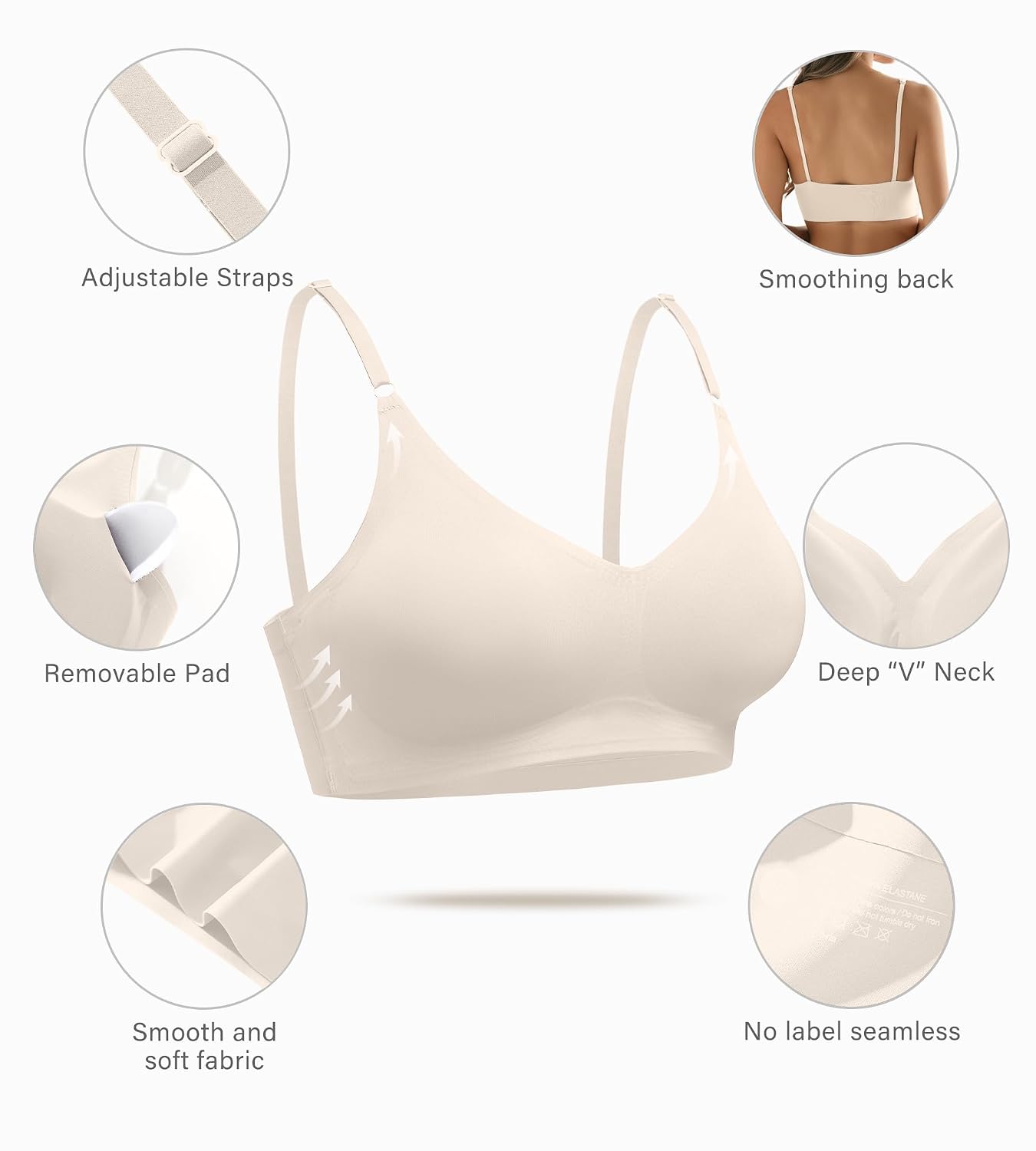 DEANGELMON Padded Seamless V Neck Bralette Multi Pack — image 3