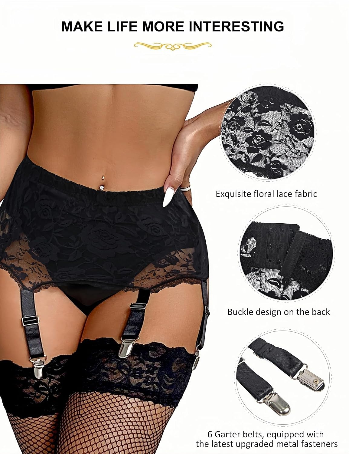 comeondear Plus Size Lace Garter Belt Set — image 4