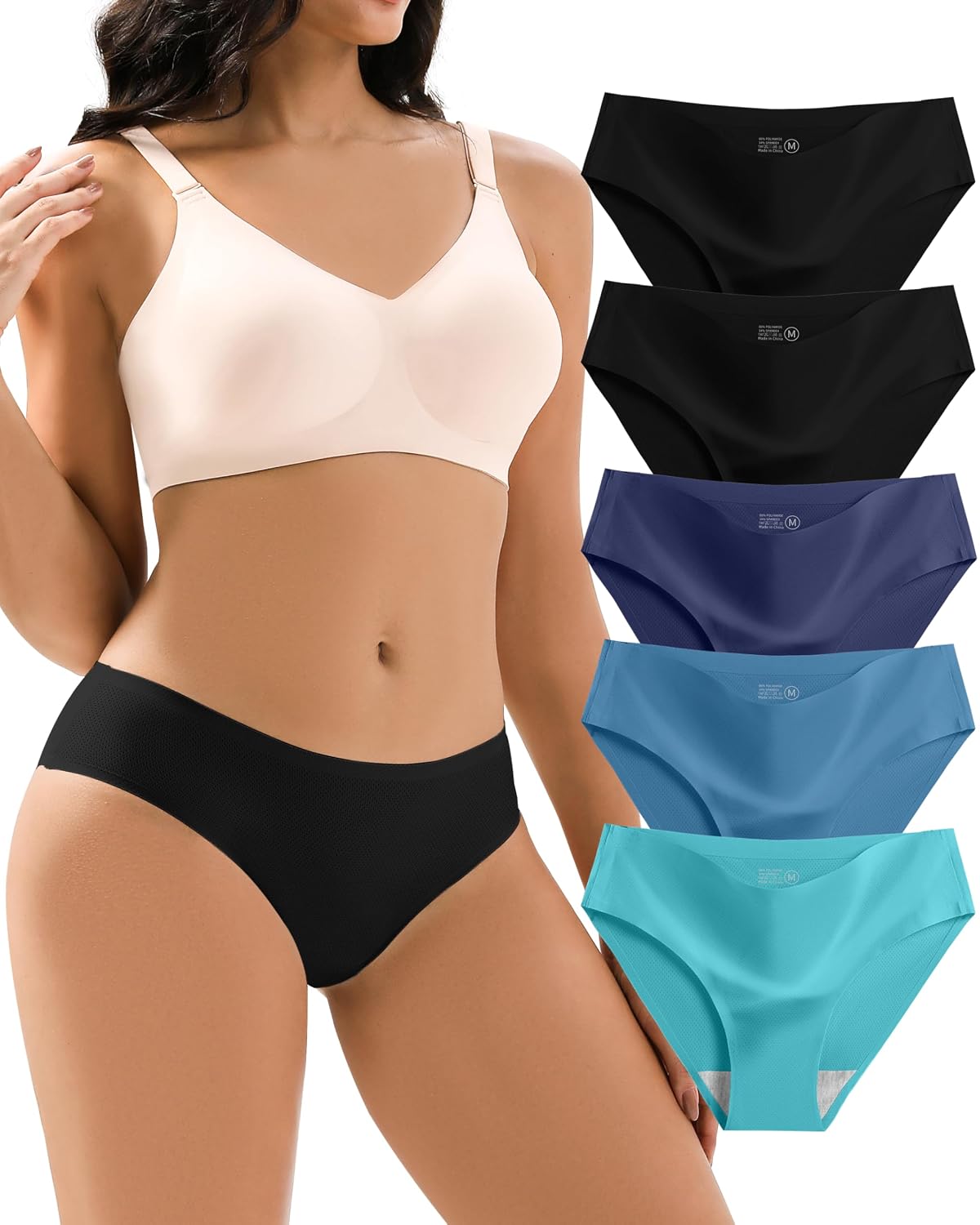 Jaywan Women's Seamless Cheeky Bikini 5 Pack