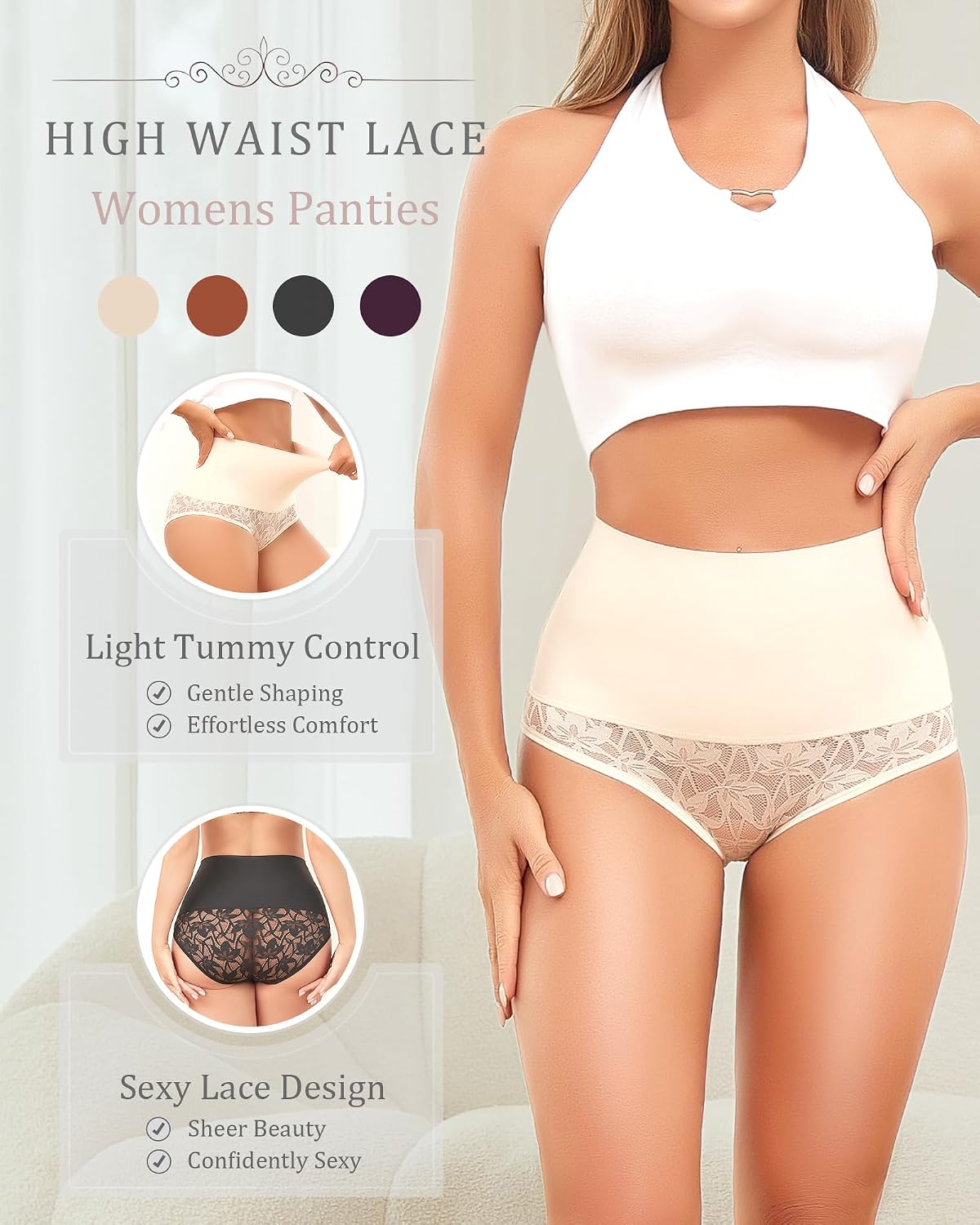 QDWQDW High Waist Lace Shapewear Panties — image 3