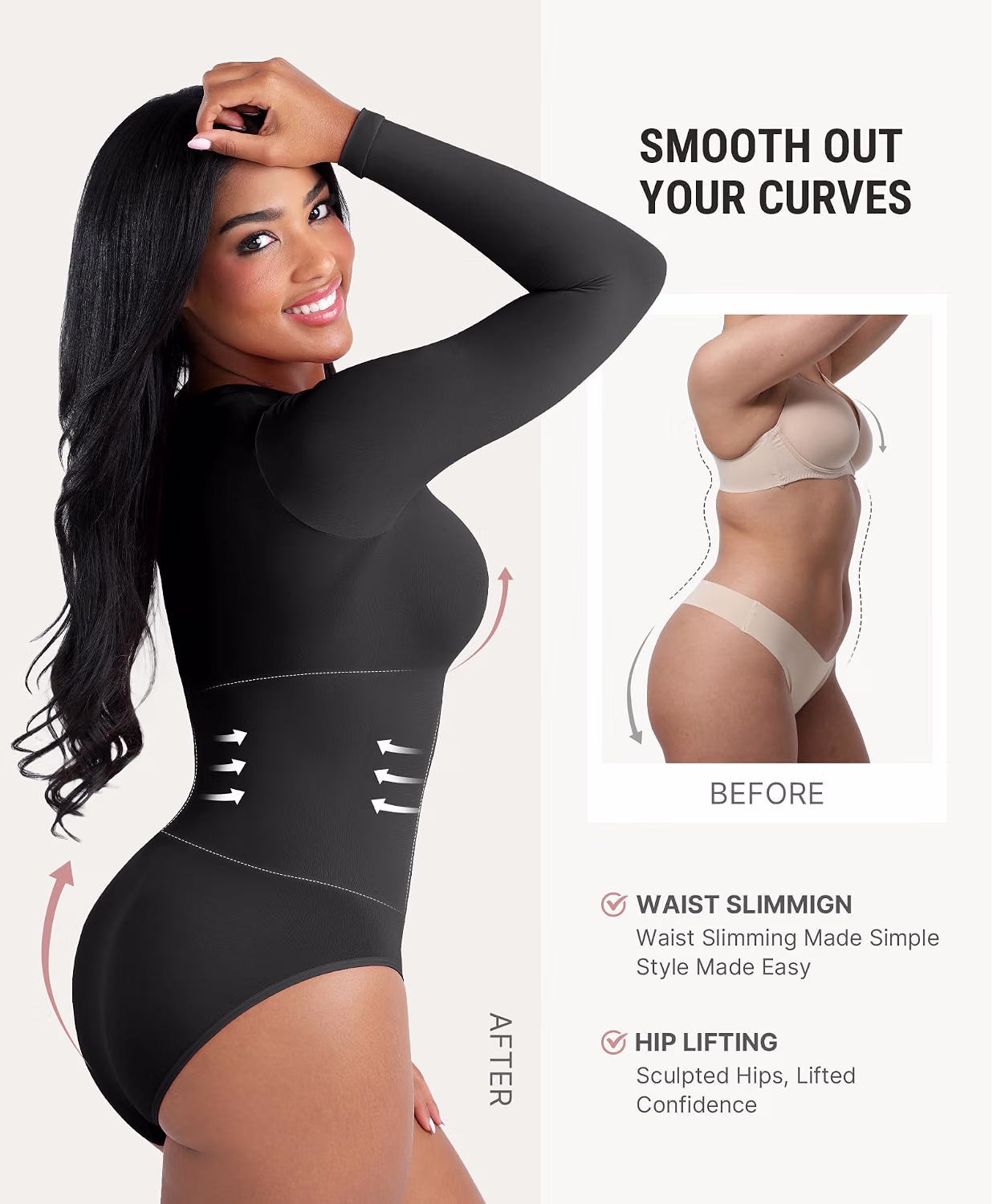 FeelinGirl Tummy Control Long Sleeve Bodysuit — image 4
