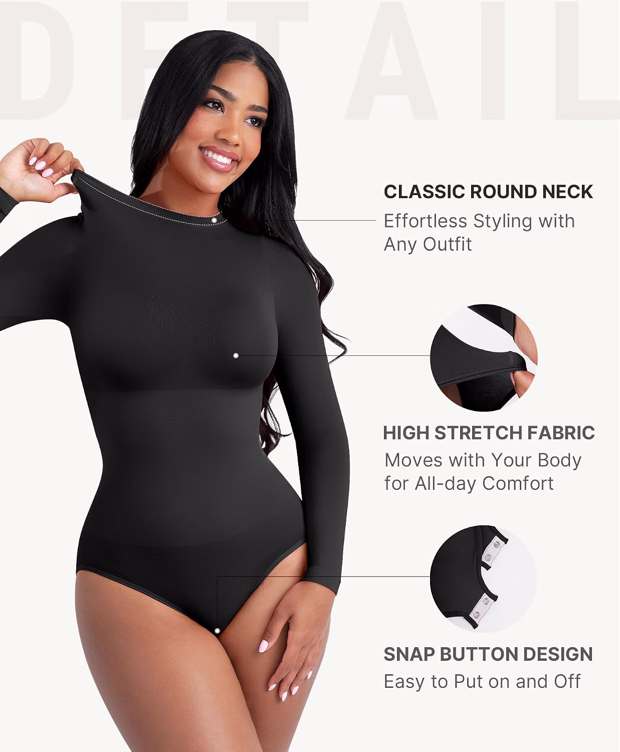 FeelinGirl Tummy Control Long Sleeve Bodysuit — image 5
