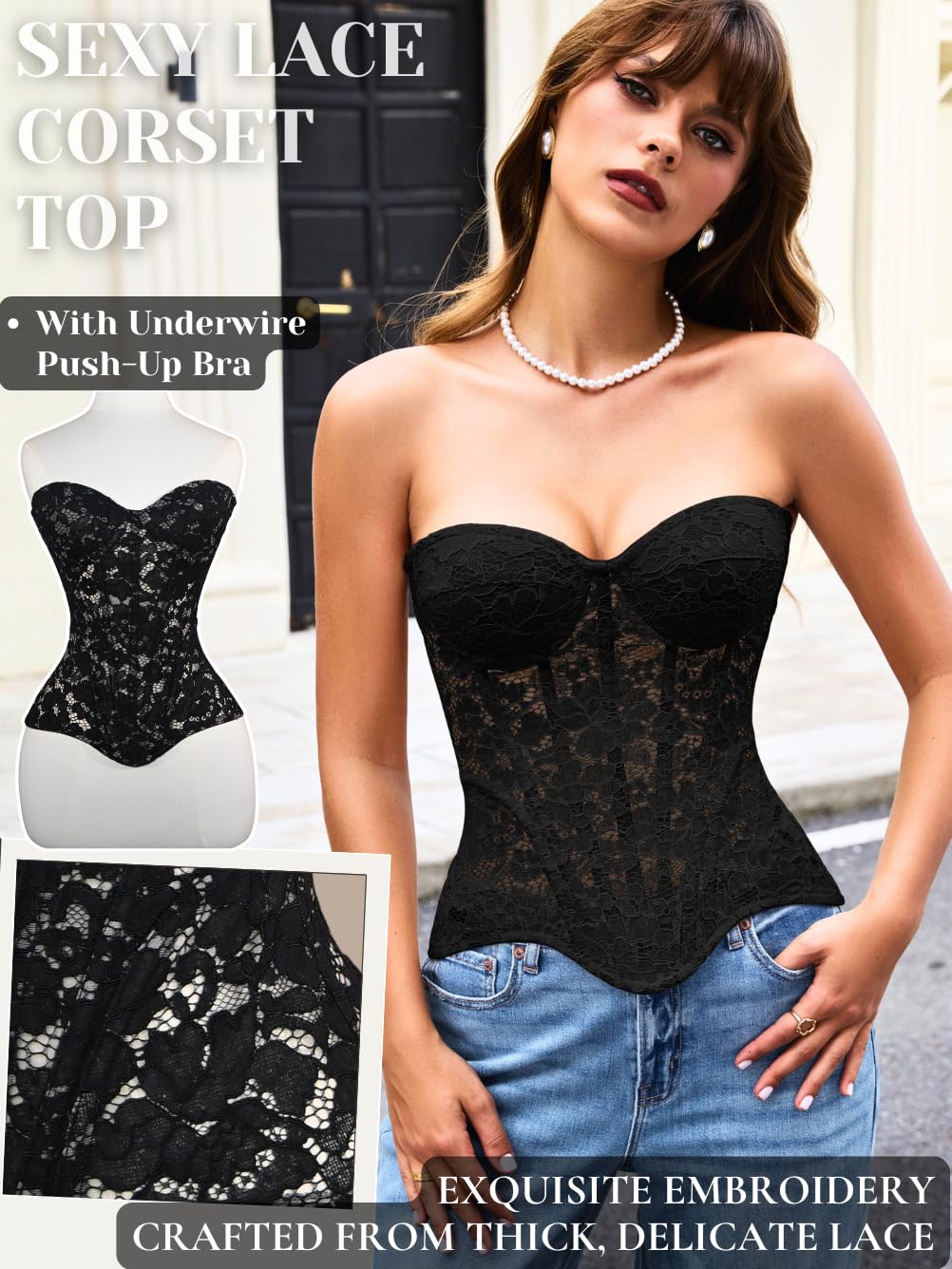 ChiaoLezhee Sheer Floral Lace Push-Up Bustier — image 2