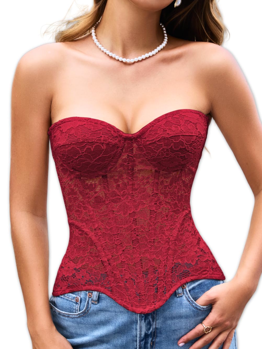 ChiaoLezhee Sheer Floral Lace Push-Up Bustier — image 10