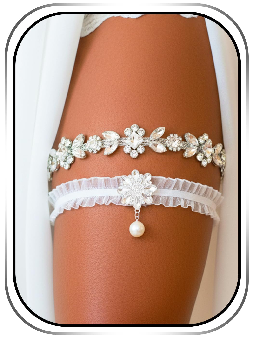 Urieo Rhinestone Wedding Garter for Bride