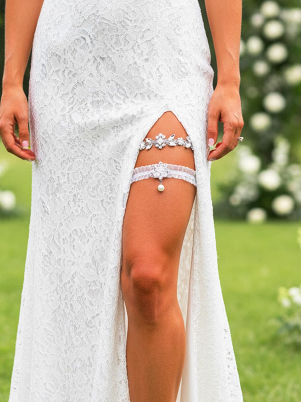 Urieo Rhinestone Wedding Garter for Bride — image 4