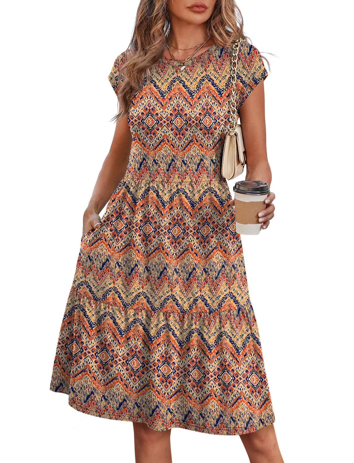WIHOLL Floral Tiered Swing Sundress