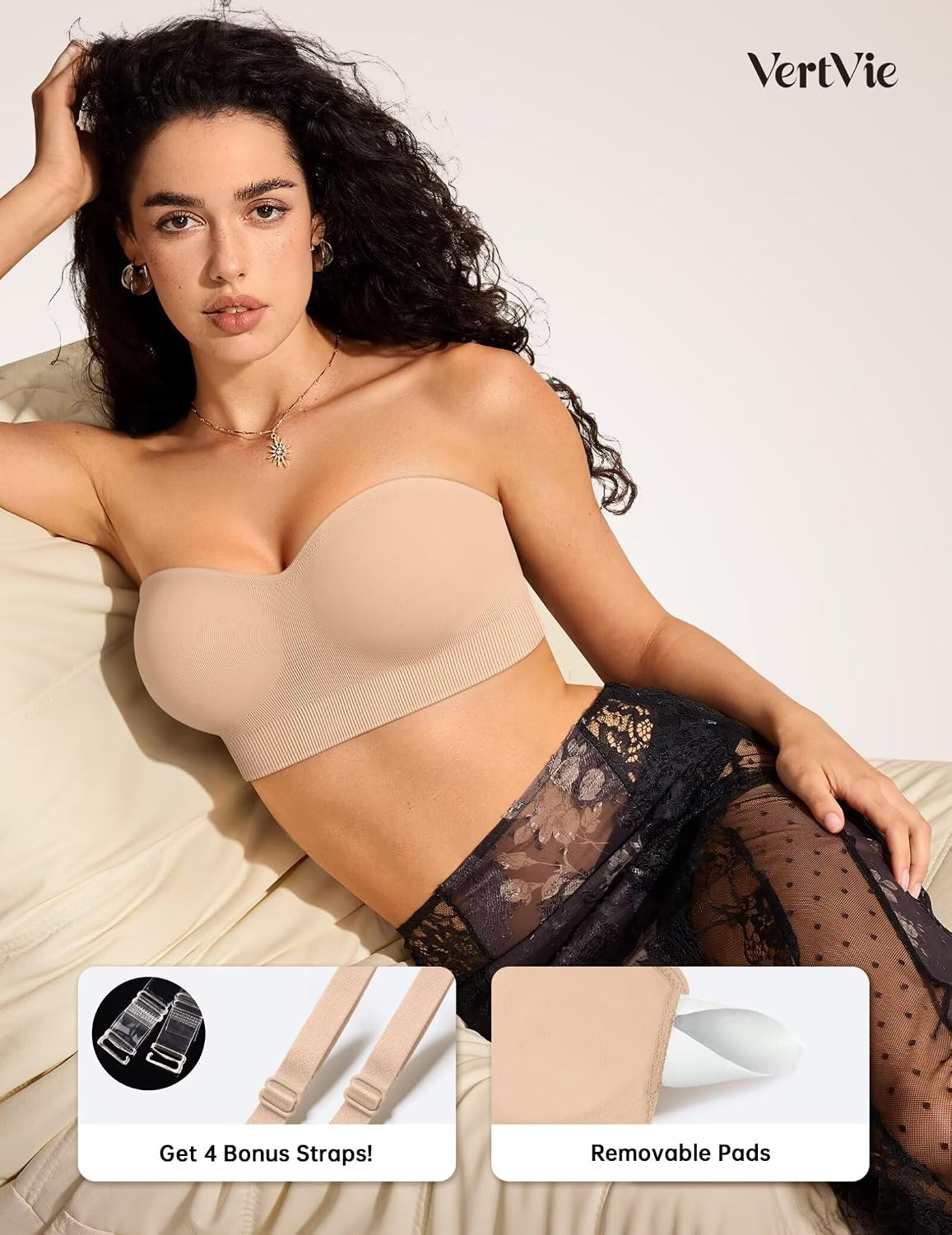 Vertvie Seamless Strapless Push Up Bandeau Bra — image 6