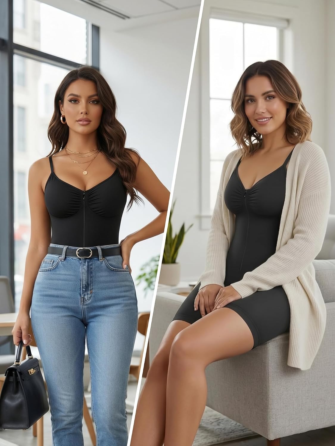 SHAPERX Women's Zip-Up Seamless Shapewear Bodysuit — image 6