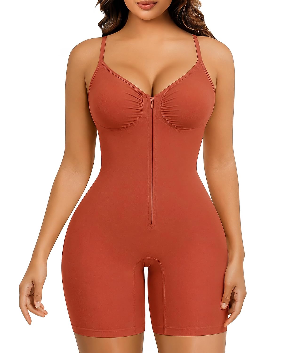 SHAPERX Women's Zip-Up Seamless Shapewear Bodysuit — image 12