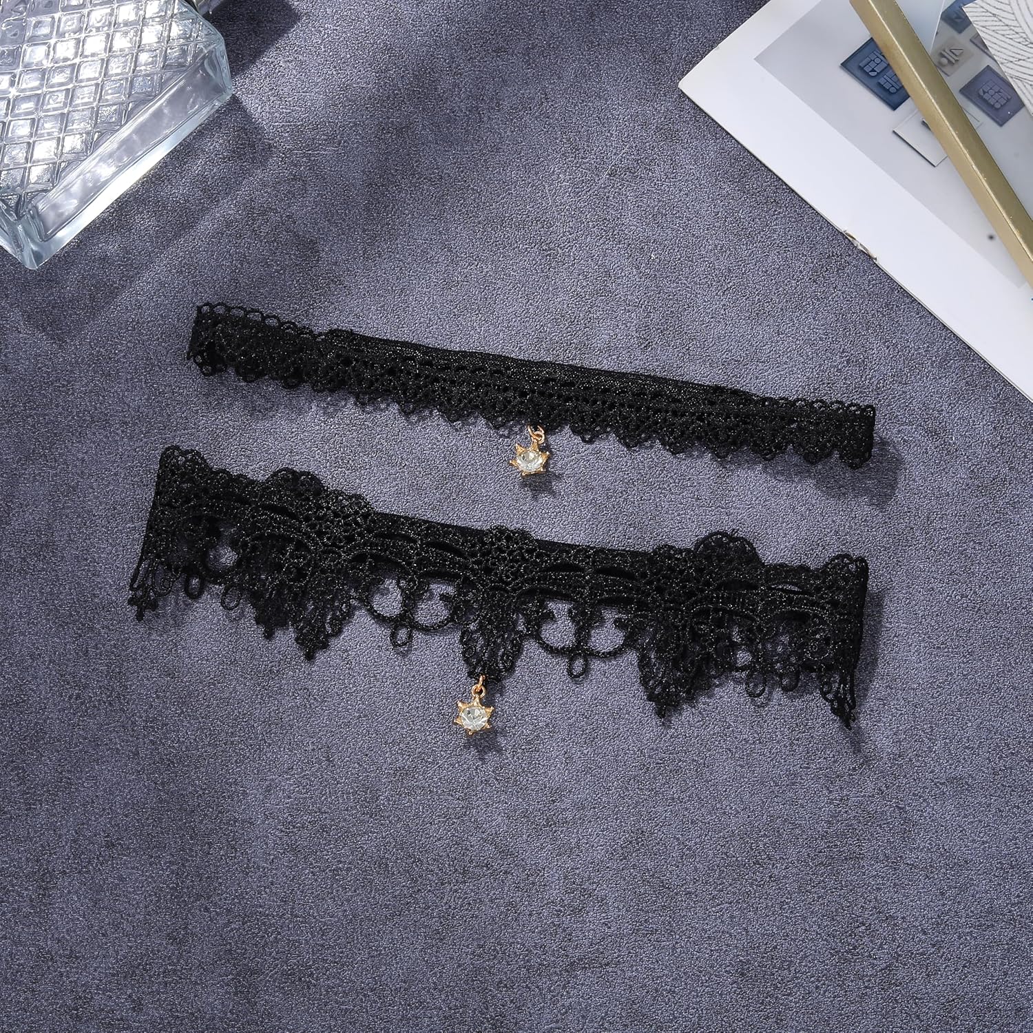 EVAZEN Lace Rhinestone Bridal Garter Set (2 pcs) — image 2