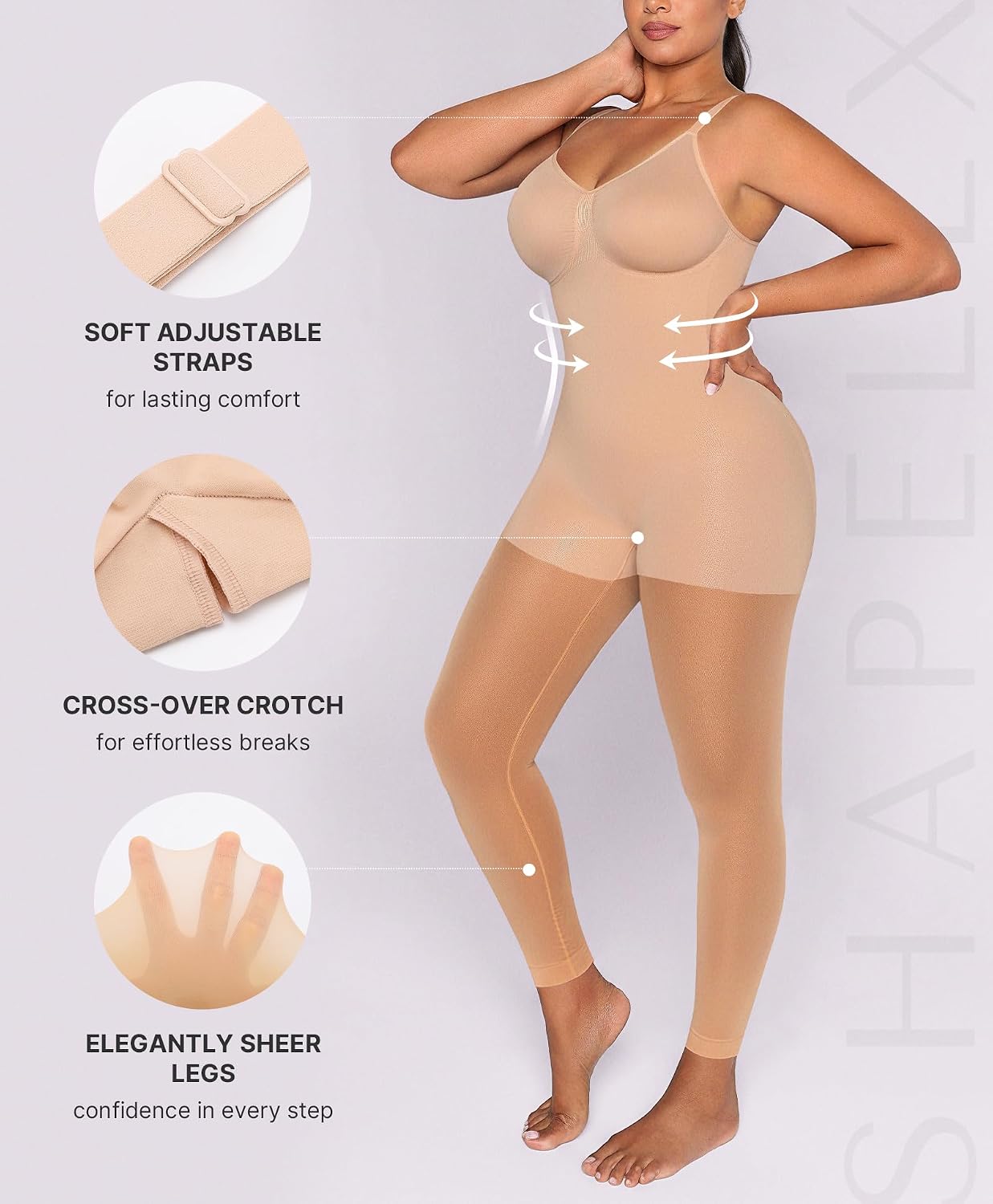 SHAPELLX Full Body Shapewear Bodysuit with Tummy Control — image 2