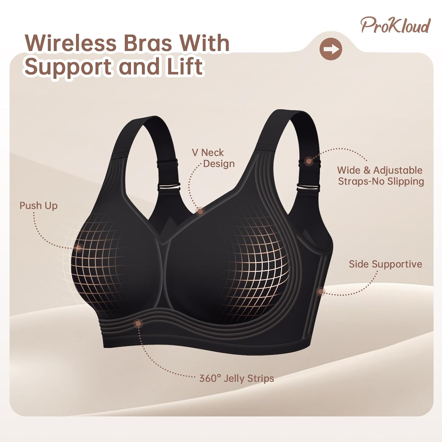 ProKloud Plus Size Wireless Full Coverage Gel Bra — image 5