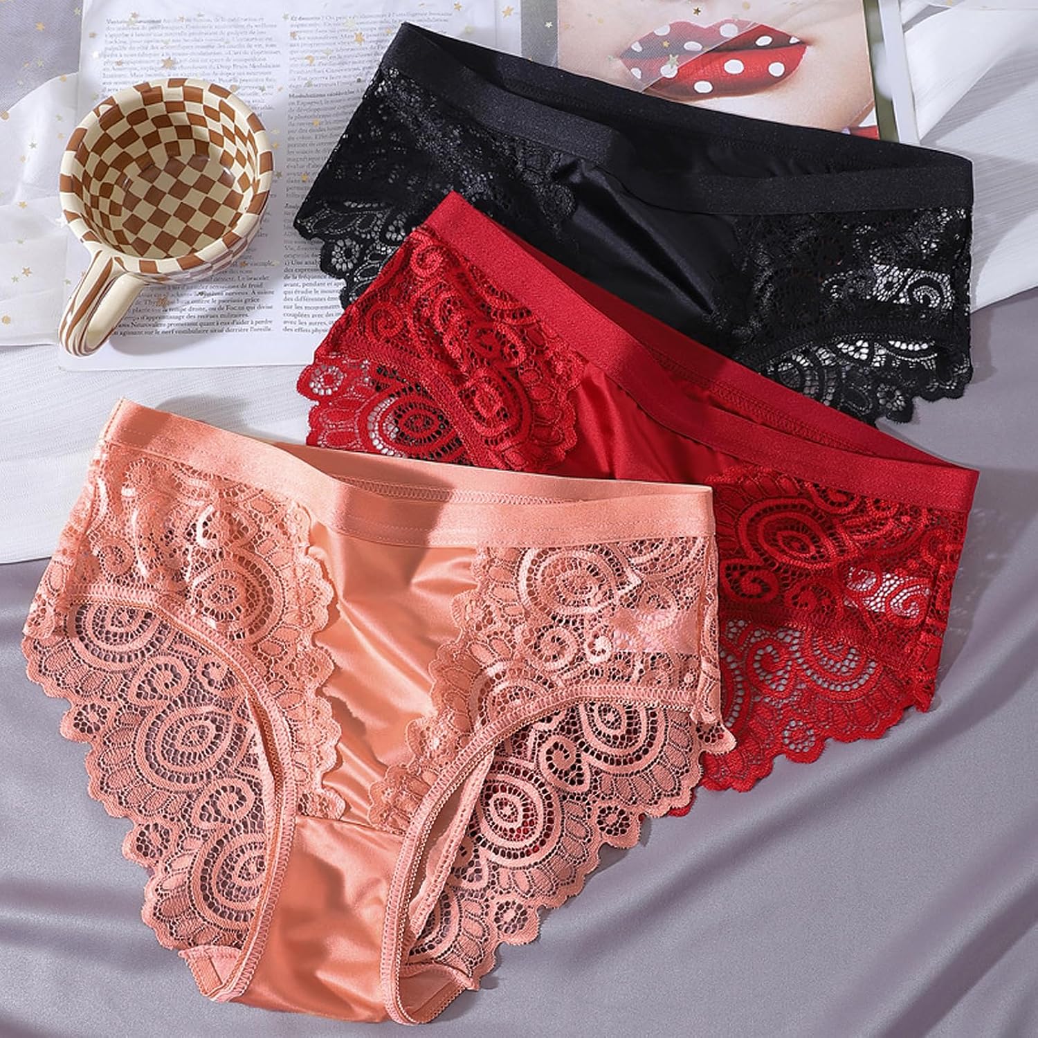 Kingfung Lace Hipster Bikini Panties for Women — image 7