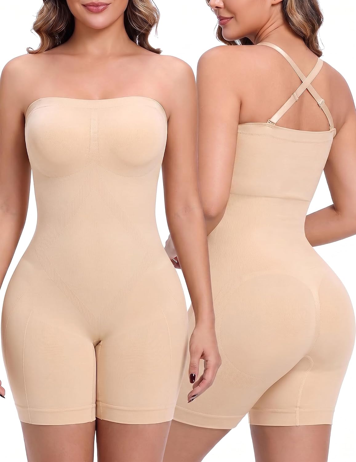 HEPOE Strapless Shapewear Bodysuit Tummy Control