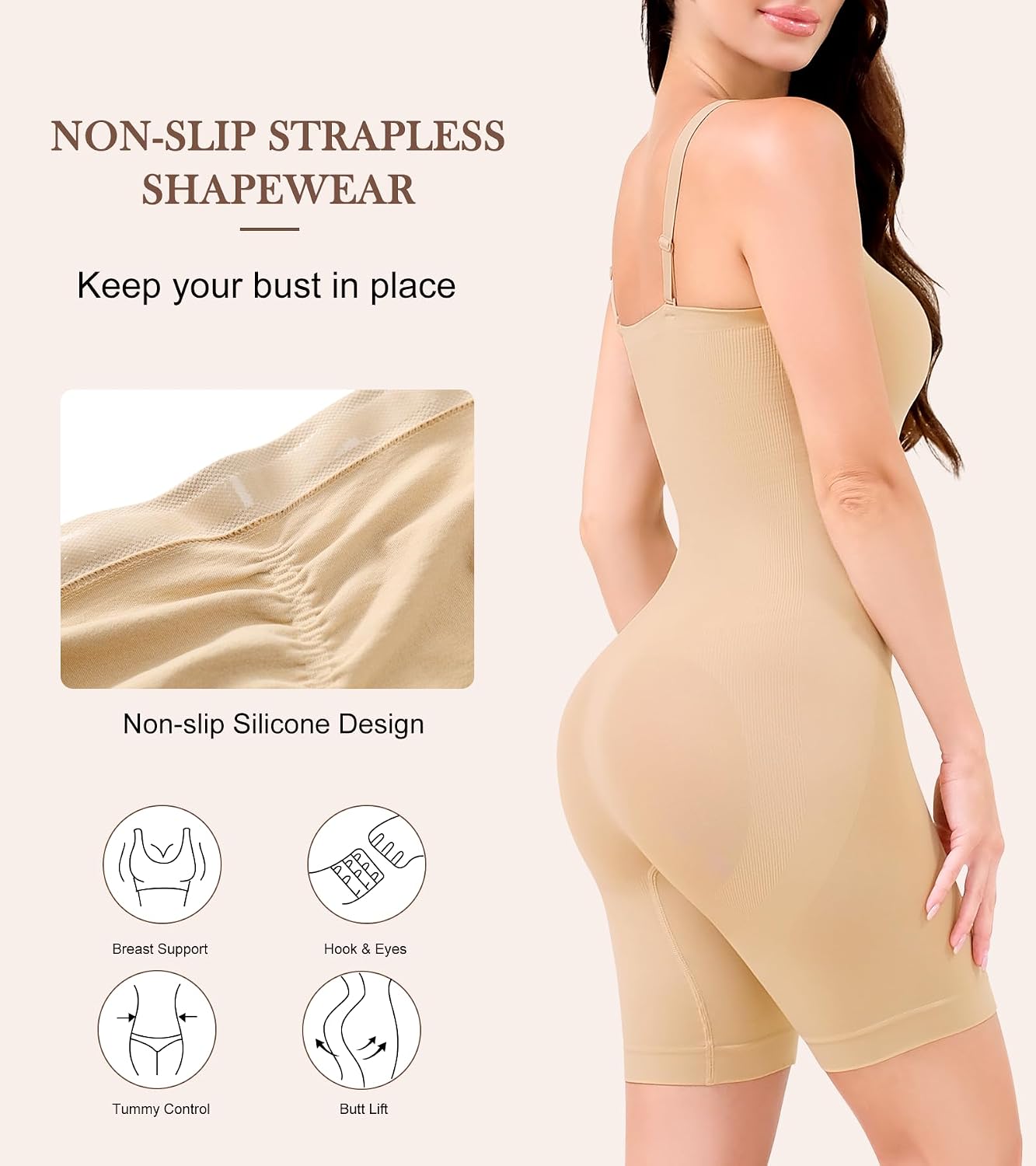 HEPOE Strapless Shapewear Bodysuit Tummy Control — image 4