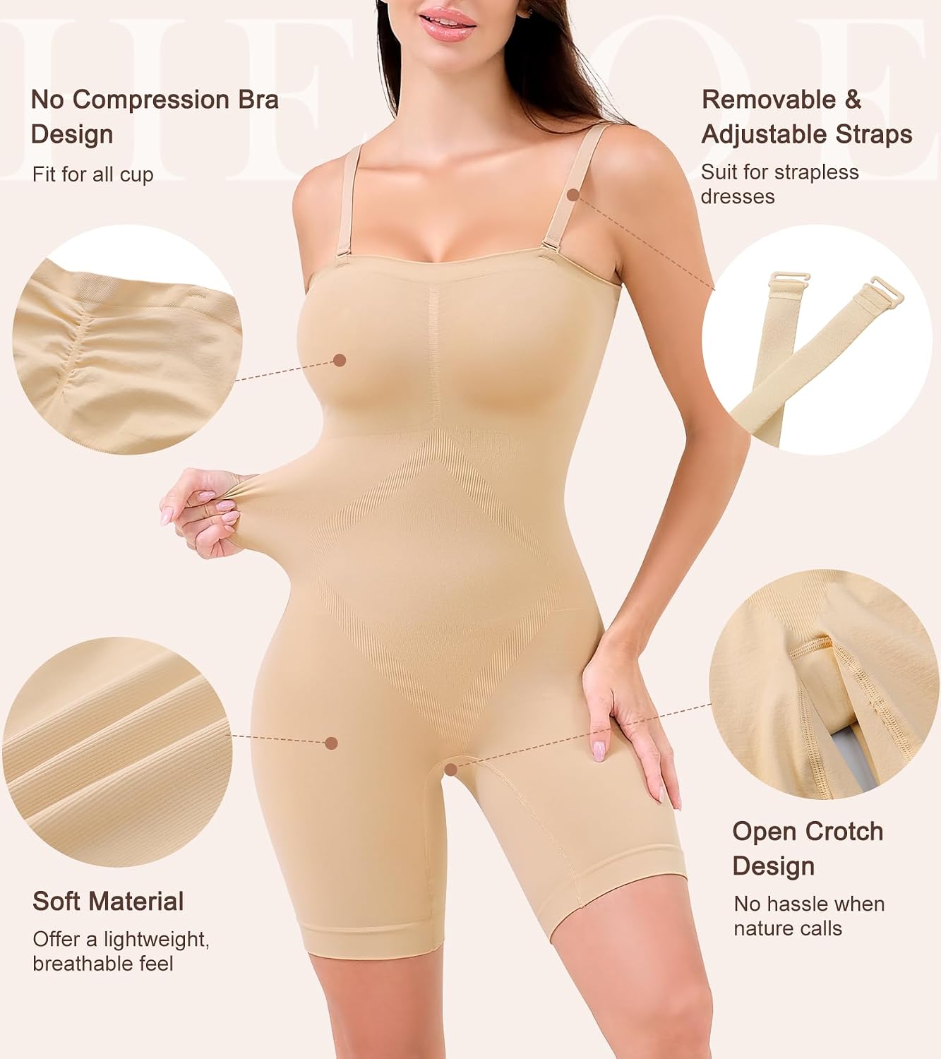 HEPOE Strapless Shapewear Bodysuit Tummy Control — image 5