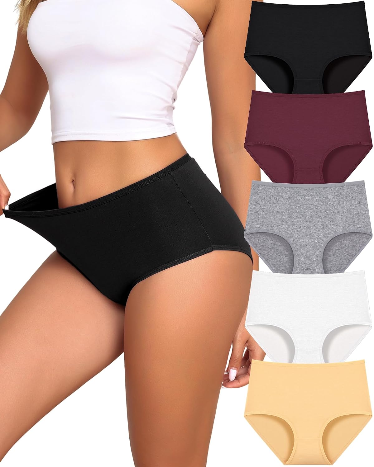 UNDER THE SEA Women's High Waisted Cotton Briefs 5-Pack
