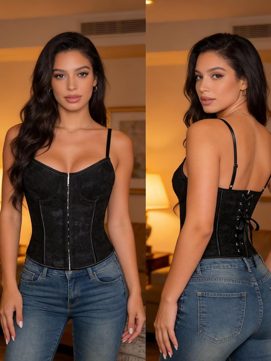 QIAIYALA Women's Front Buckle Lace-Up Corset Top — image 5