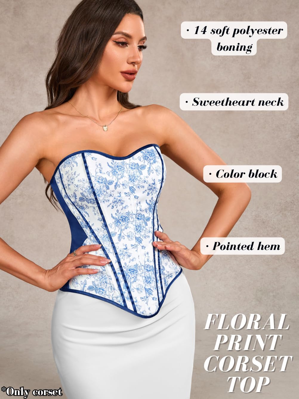 ChiaoLezhee Women's Long Floral Corset Bustier — image 2