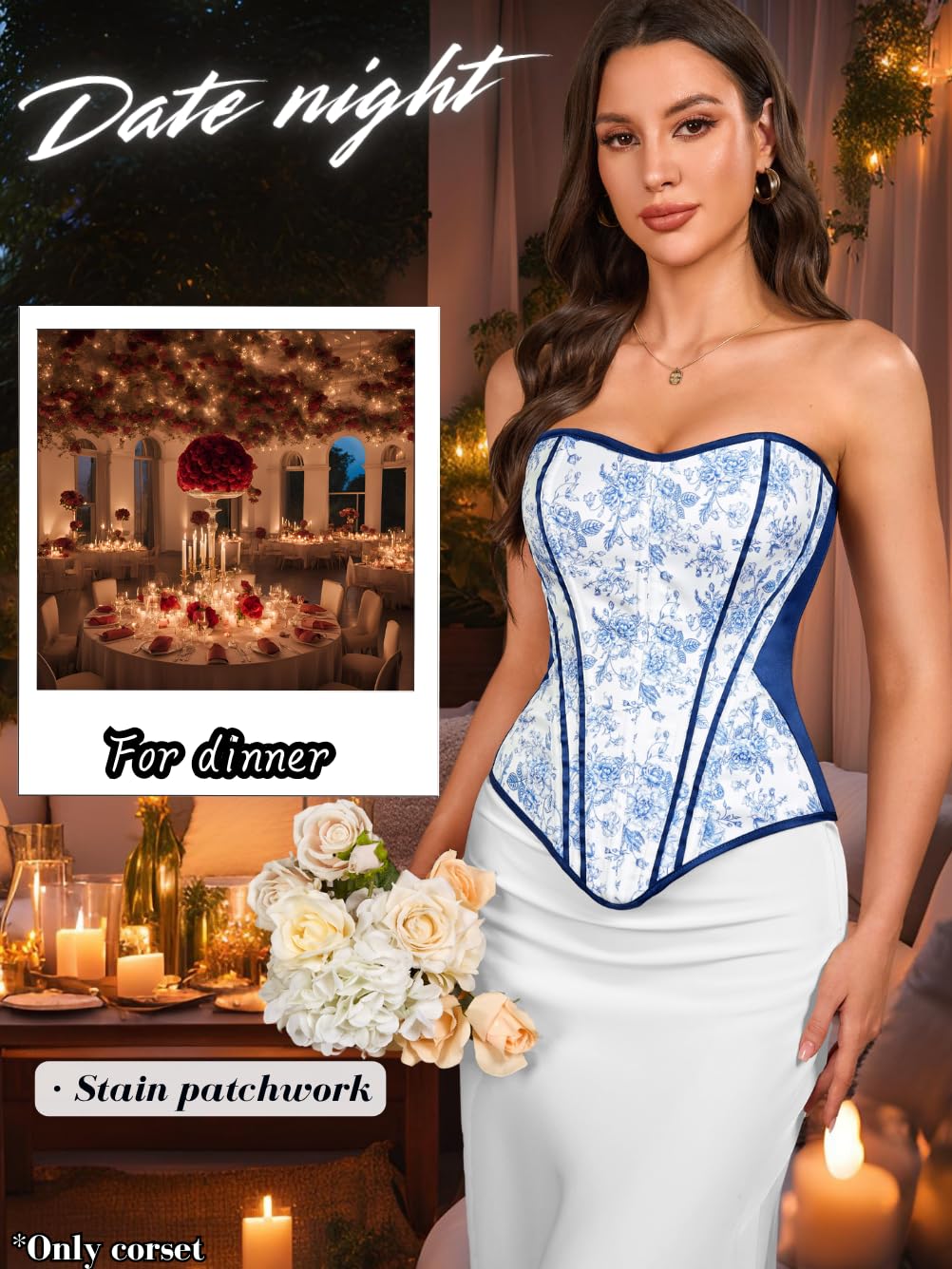 ChiaoLezhee Women's Long Floral Corset Bustier — image 4