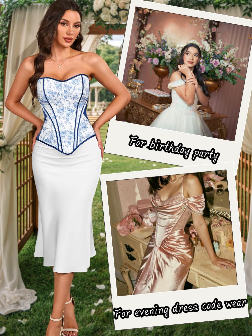 ChiaoLezhee Women's Long Floral Corset Bustier — image 5