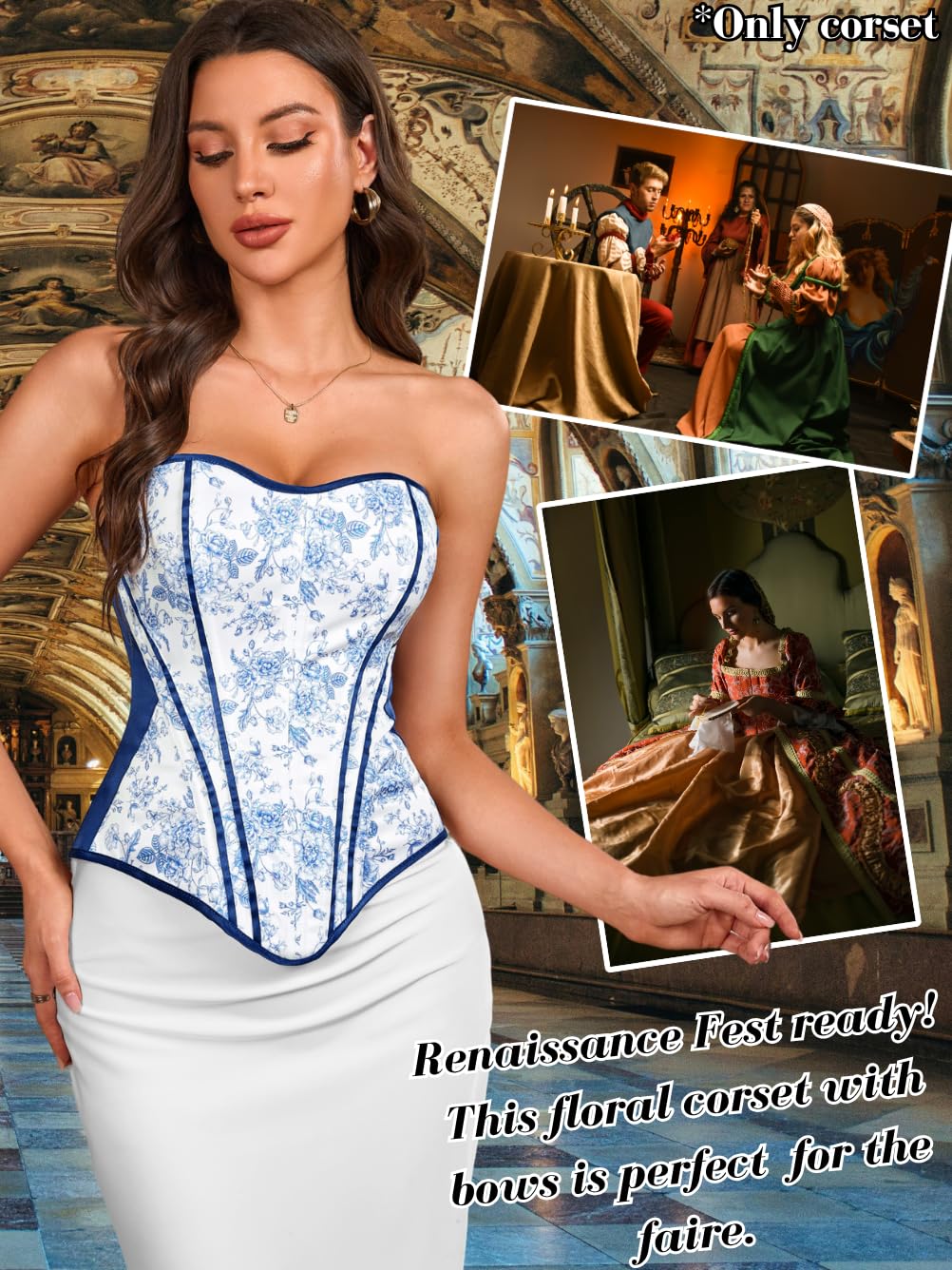 ChiaoLezhee Women's Long Floral Corset Bustier — image 7