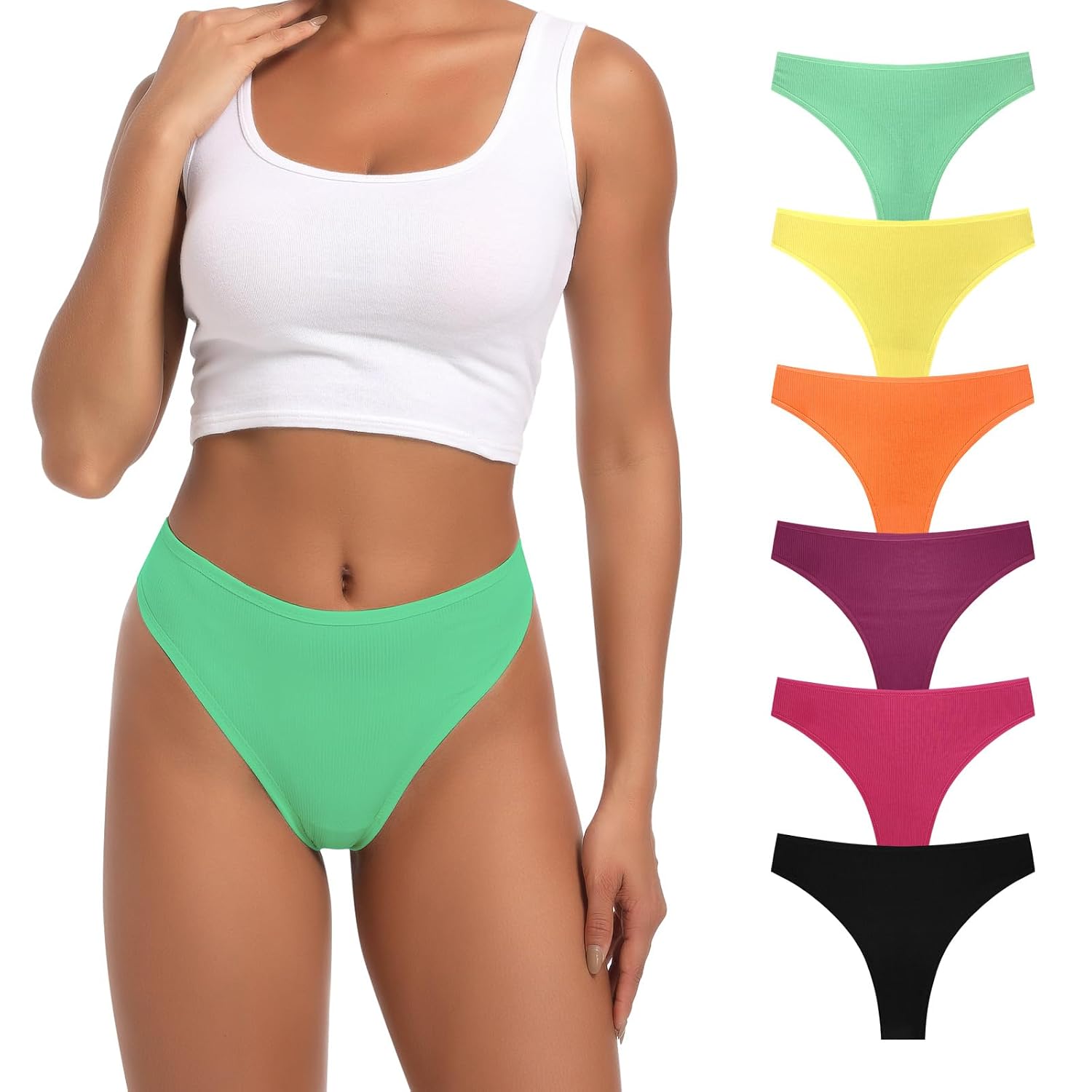MINFOYUN Women's Cotton Thong Underwear 6-Pack