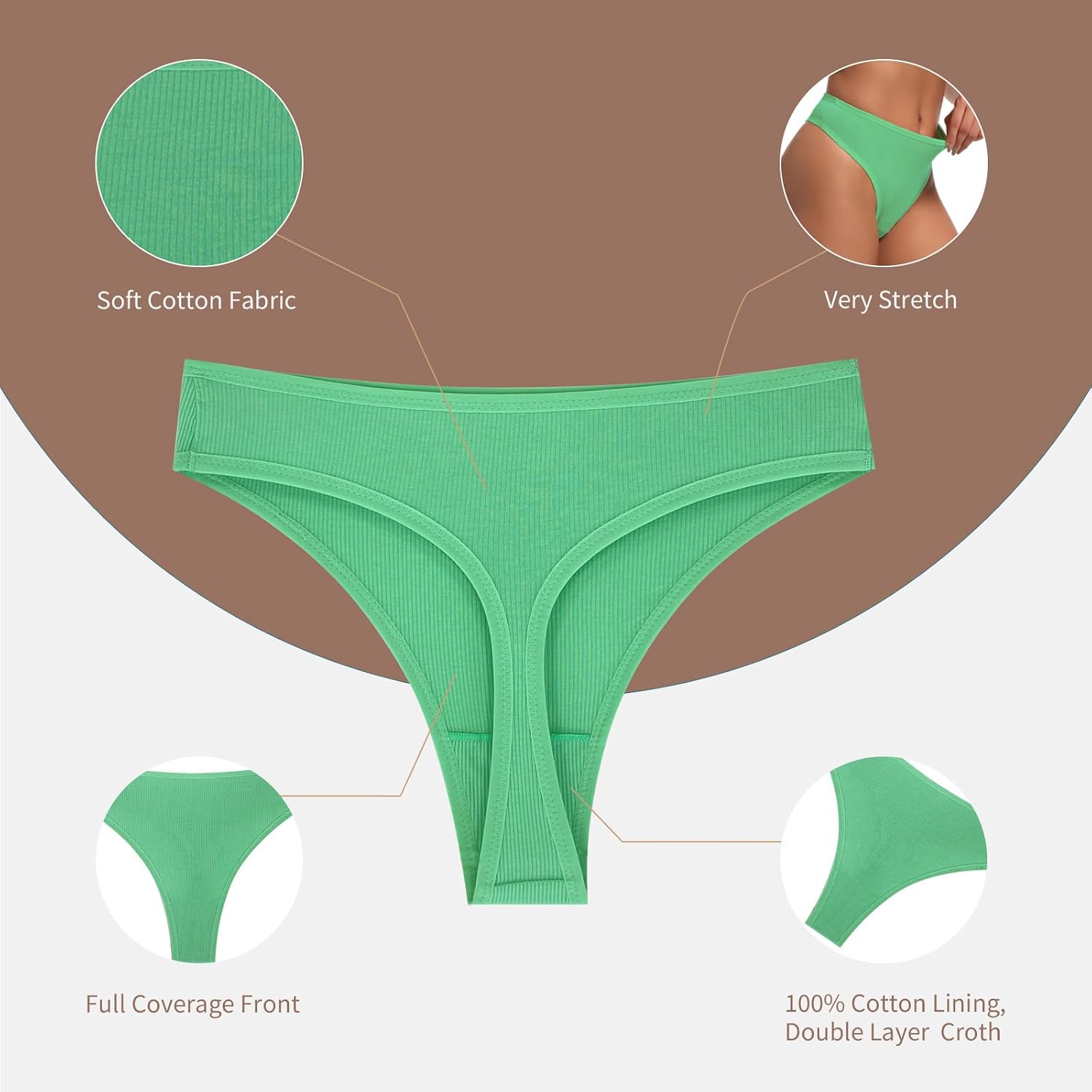 MINFOYUN Women's Cotton Thong Underwear 6-Pack — image 4