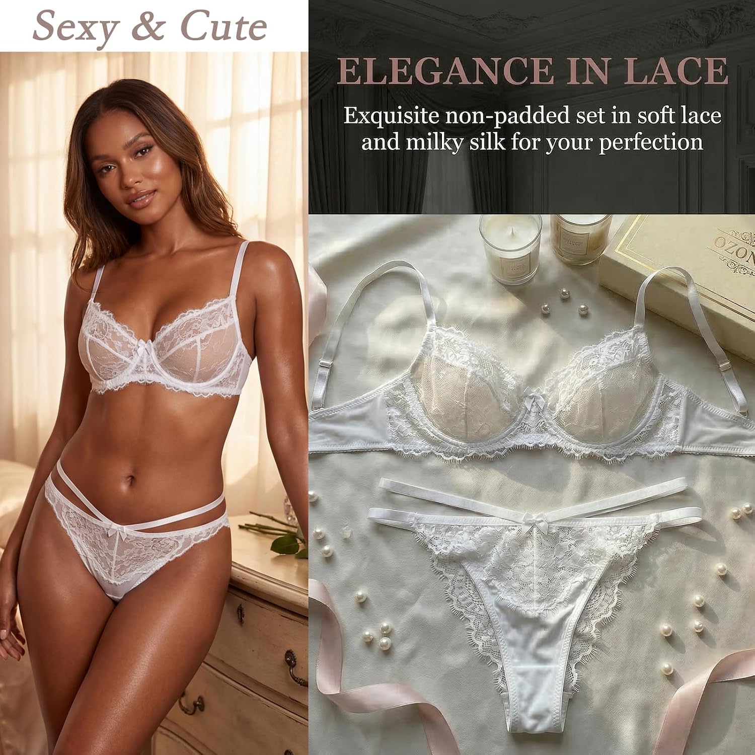Nelibei Women's Floral Lace Bra and Panty Set — image 5