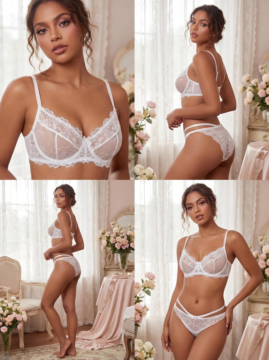 Nelibei Women's Floral Lace Bra and Panty Set — image 6