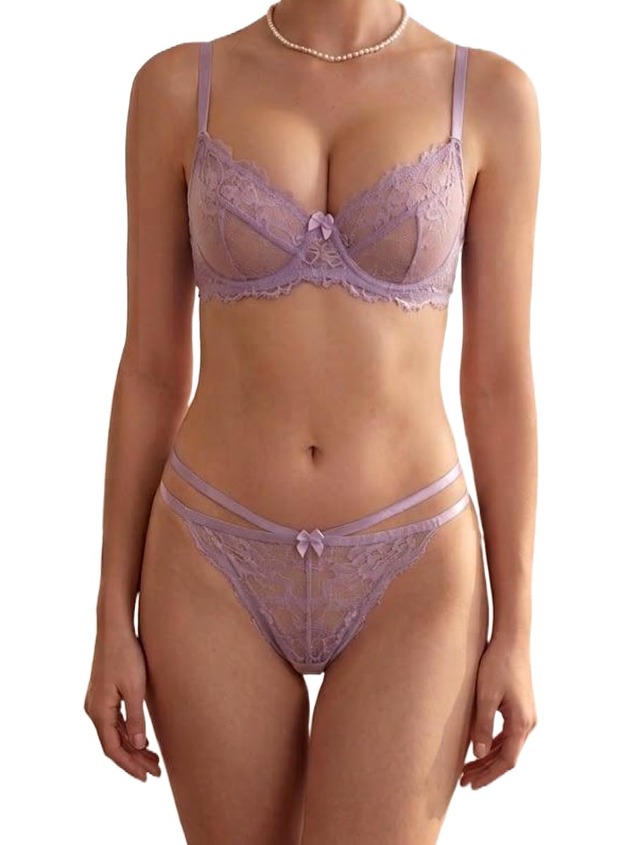 Nelibei Women's Floral Lace Bra and Panty Set — image 12