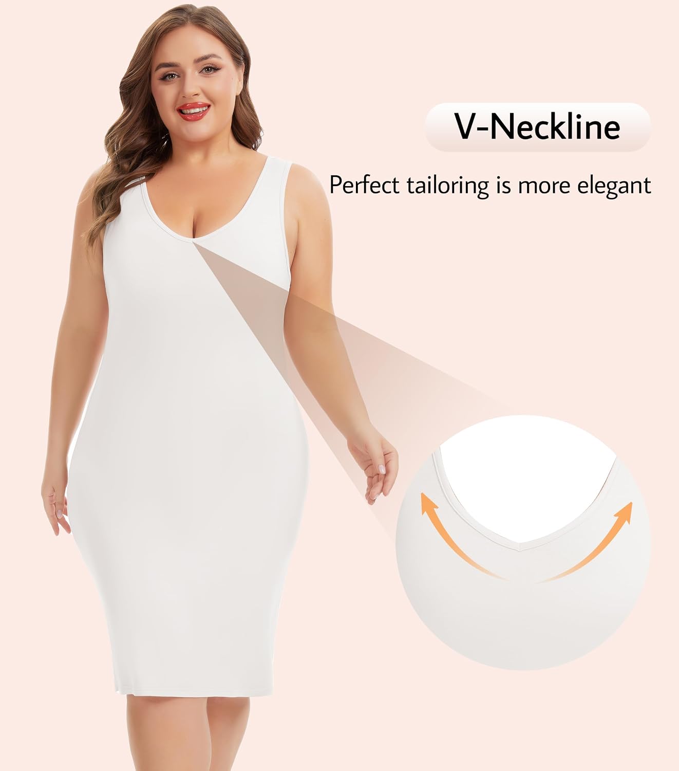 Wikoan Plus Size Soft V-Neck Slip Dress — image 4