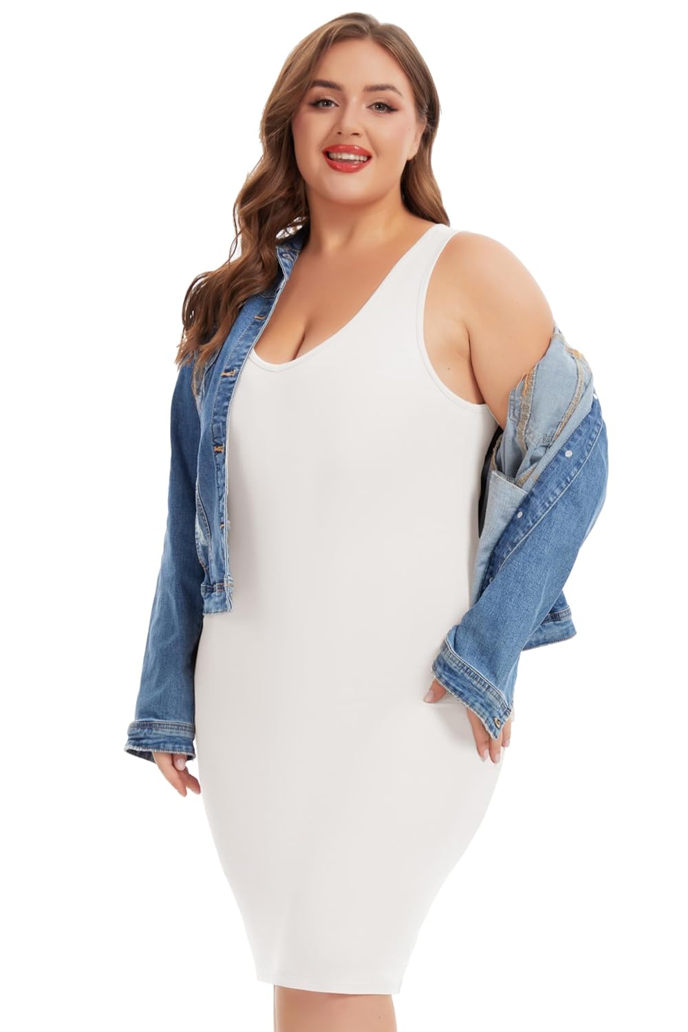 Wikoan Plus Size Soft V-Neck Slip Dress — image 6