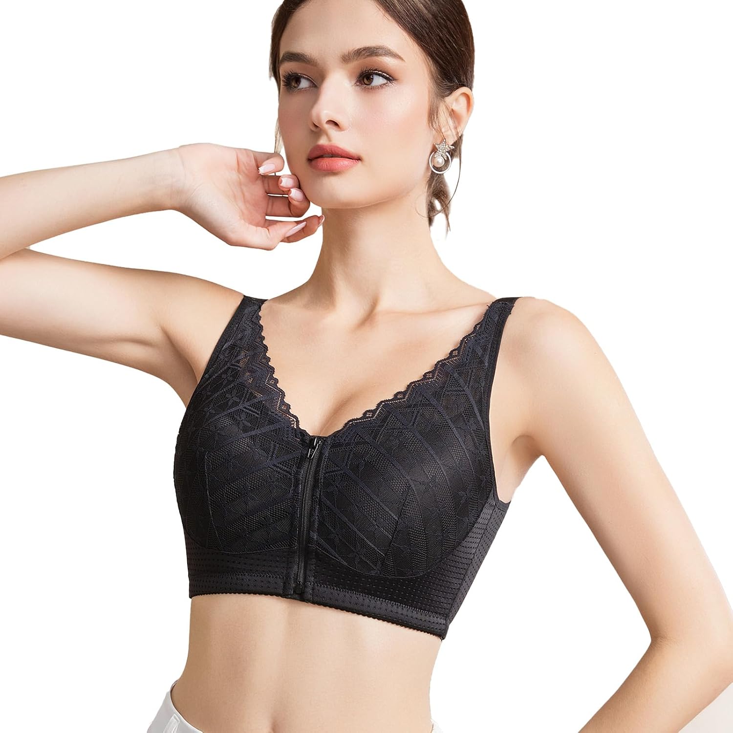 AurlyaForm Zip Pocket Mastectomy Bra for Women