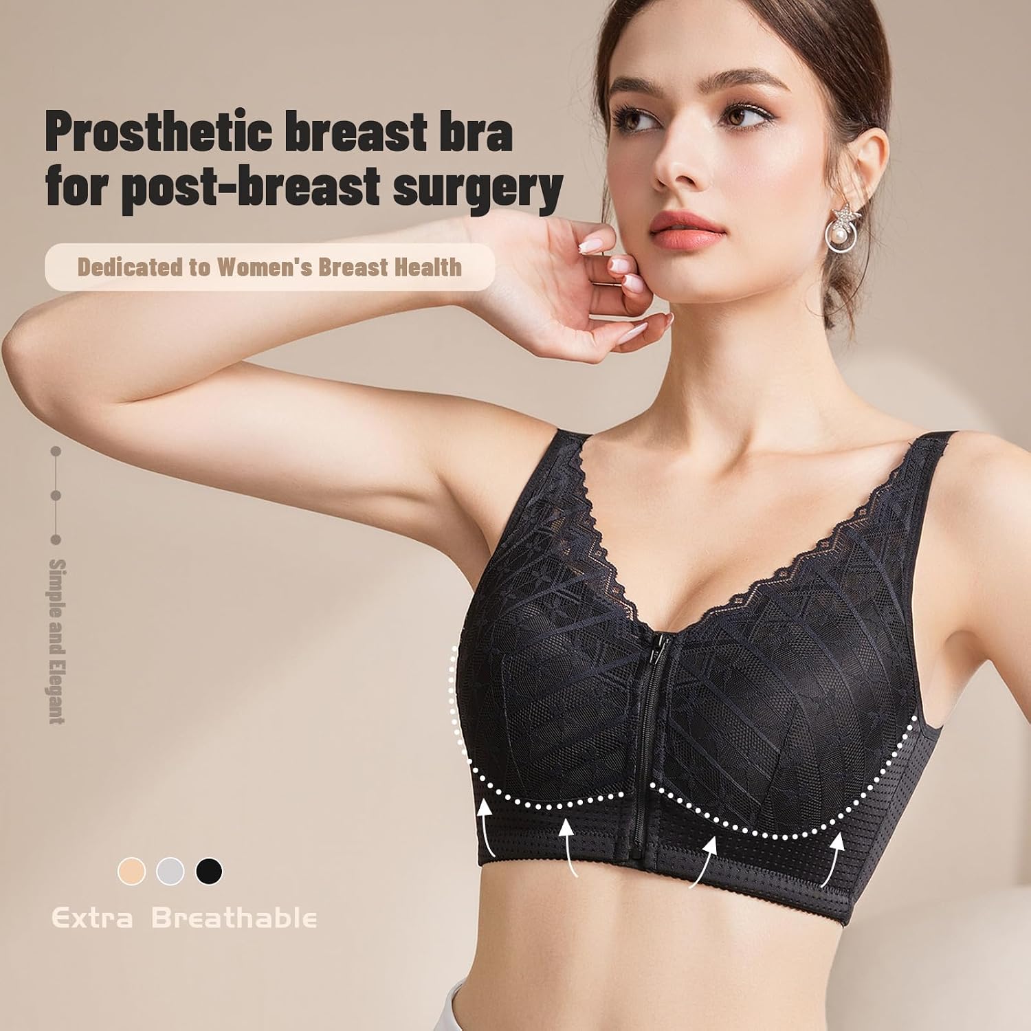 AurlyaForm Zip Pocket Mastectomy Bra for Women — image 5