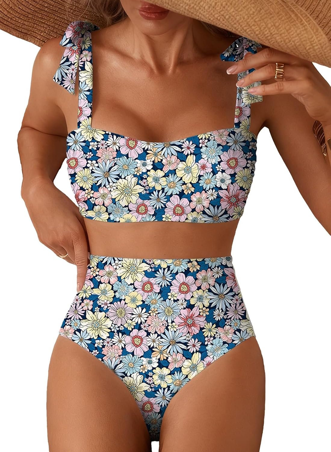 Herseas Tie Shoulder High Waisted Bikini Set — image 7