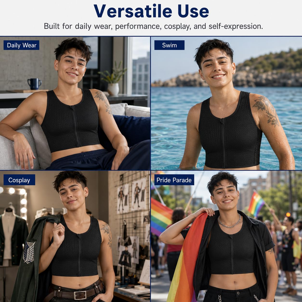 LGBT UNICORNS Zip Up Chest Binder for Trans — image 6
