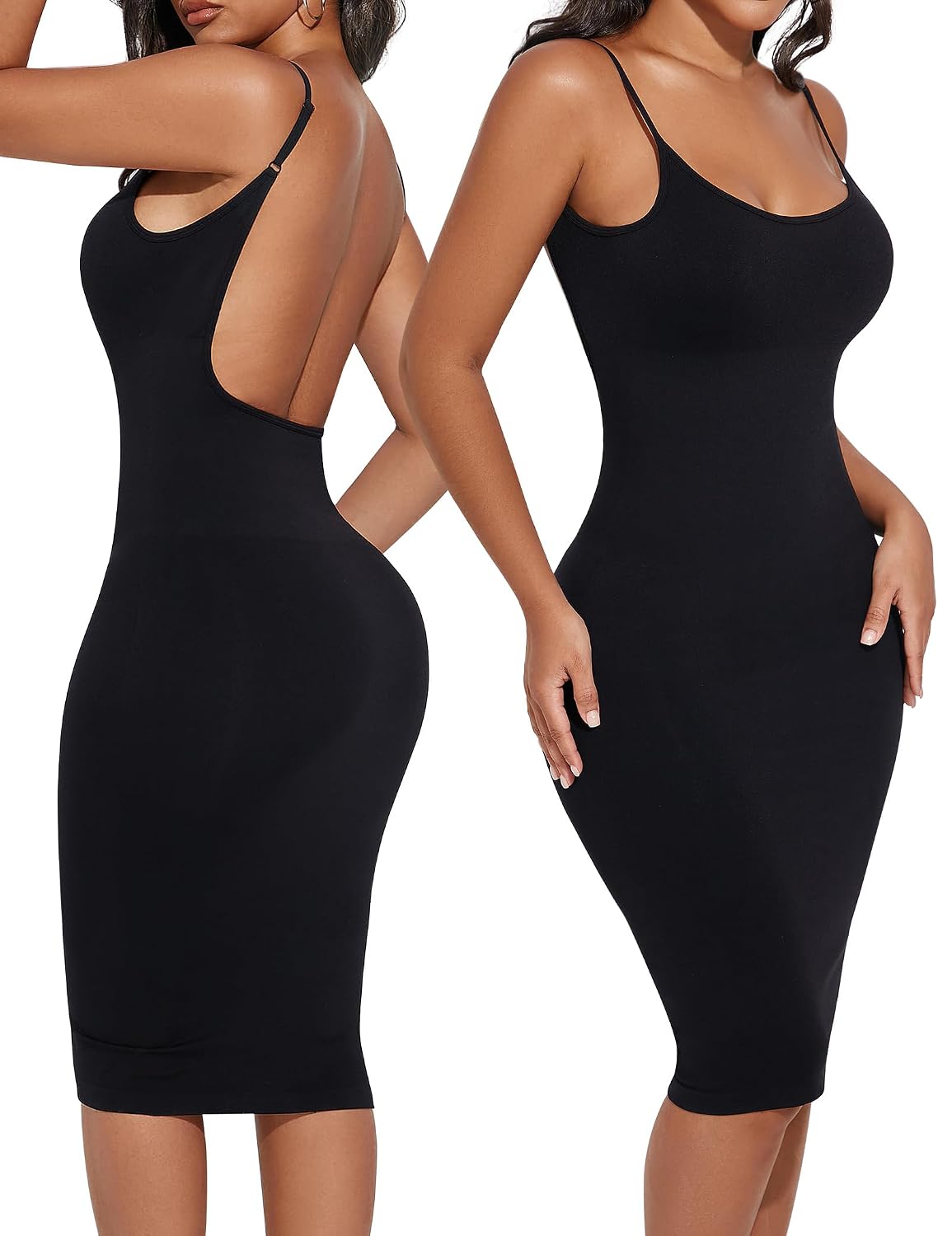 Takusun Backless Slip Dress with Tummy Control