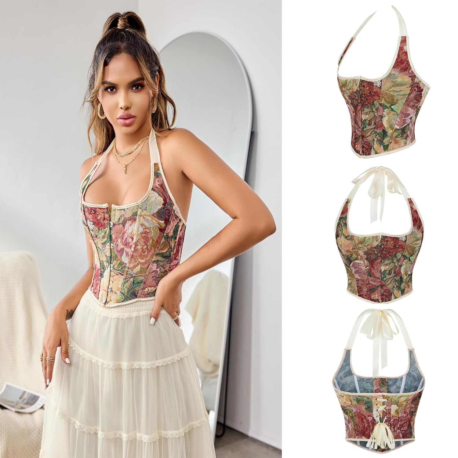 OVOY Vintage Lace-Up Corset Bustier Halter — image 2