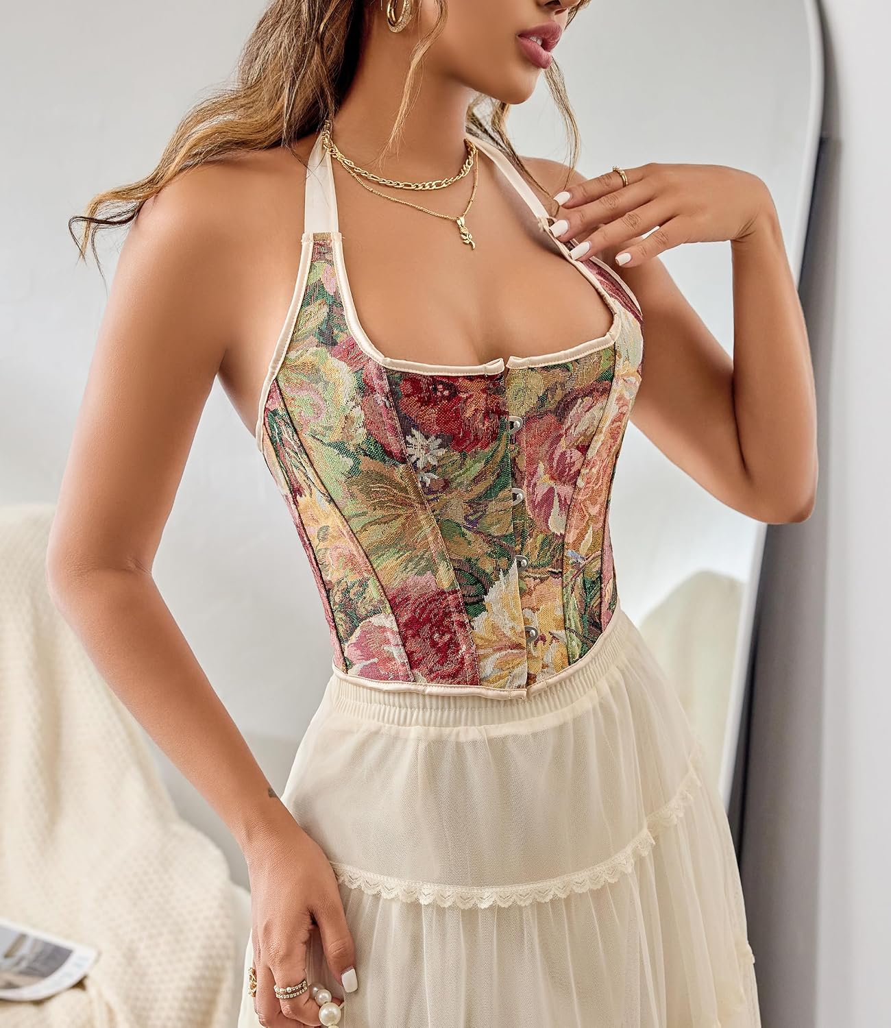 OVOY Vintage Lace-Up Corset Bustier Halter — image 3
