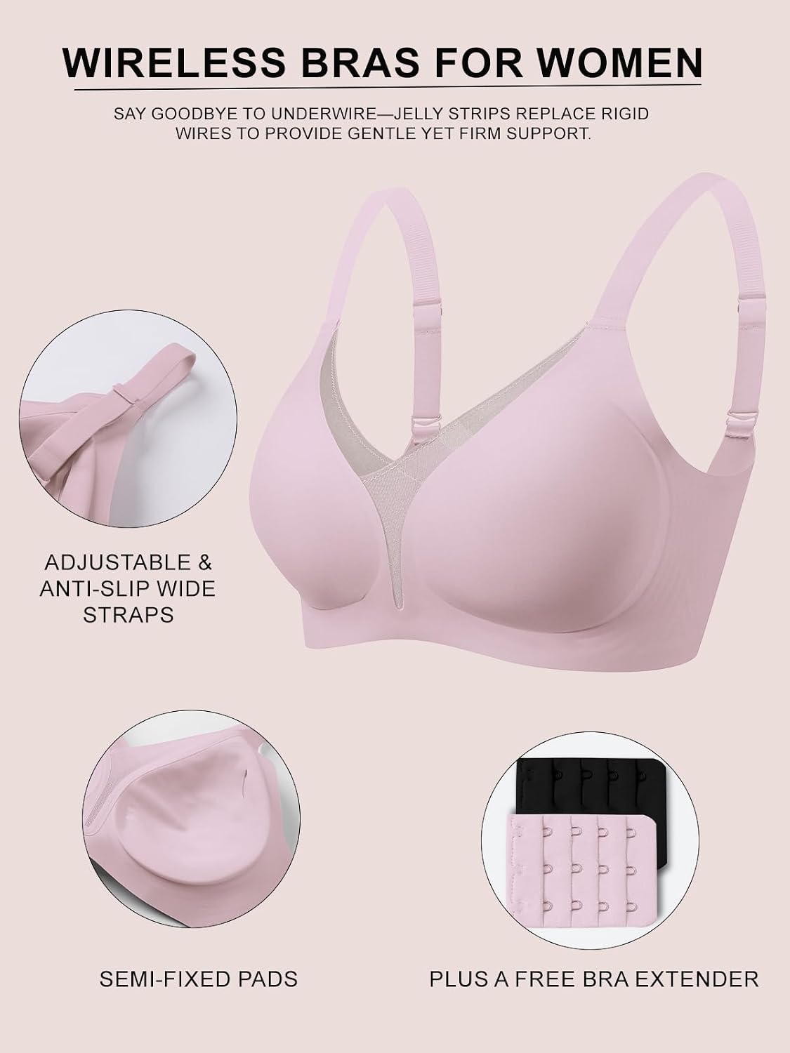 COCOMARTS Women's No Underwire Push Up Mesh Bra — image 4