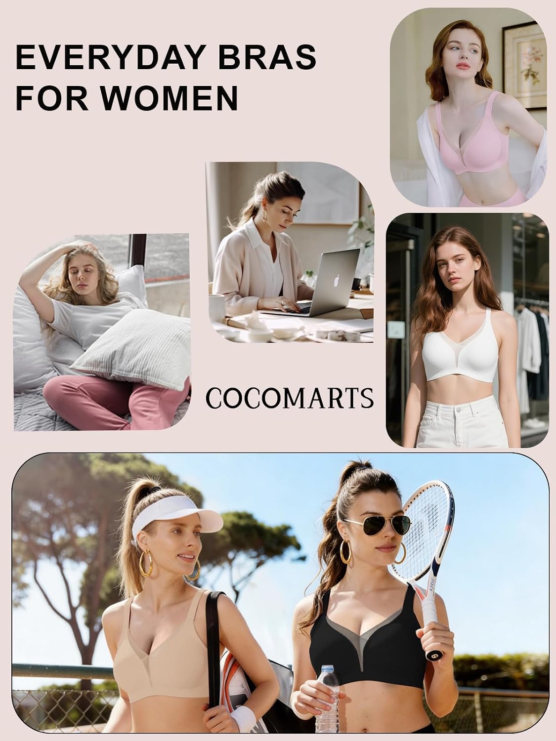COCOMARTS Women's No Underwire Push Up Mesh Bra — image 6