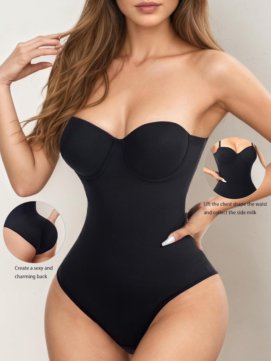 SKPNCV Women's Strapless Tummy Control Bodysuit — image 4